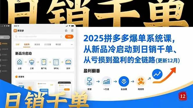 88b714c8b7c180fc7aae1f889af194cc.jpeg (16894期)2025拼多多爆单系统课,从新品冷启动到日销千单、从亏损到盈利的全链路(更新12月)