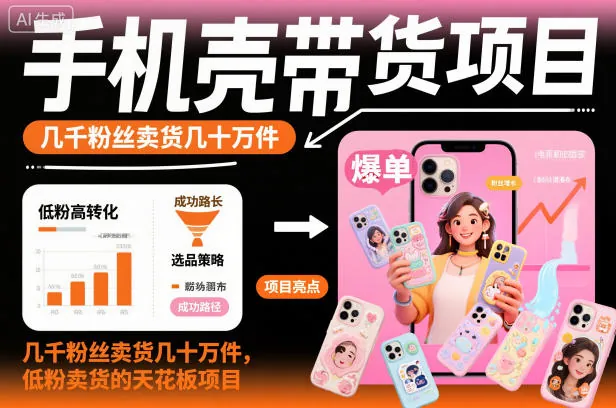 9d335315853d9e270e344edf170f5831.jpeg 手机壳带货项目,几千粉丝卖货几十万件,短视频低粉卖货的天花板项目