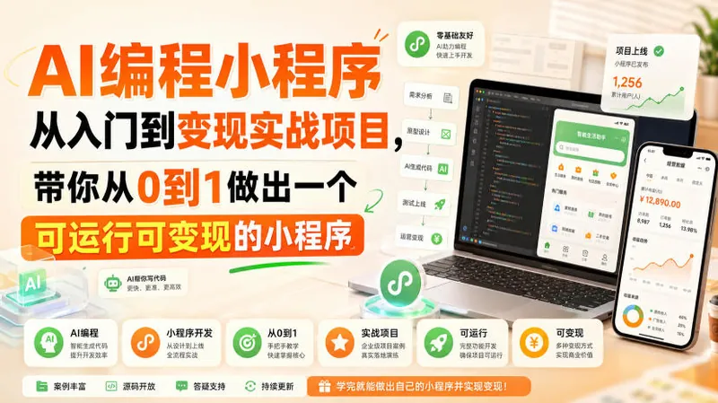 3517661e1284192987bb19194a10dd20.jpeg AI编程小程序从入门到变现实战项目,带你从0到1做出一个可运行可变现的小程序