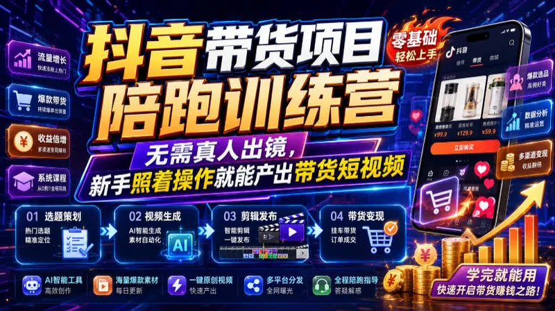 93ed9537554c4dccdf0ba344a4e9b7de.jpeg 抖音带货项目陪跑训练营,无需真人出镜,新手照着操作就能产出带货短视频(更新0811)