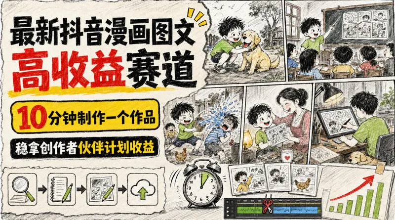 54e219f0ae4997616dd16679b88fc38e.jpeg 最新抖音漫画图文高收益赛道,10分钟制作一个作品,稳拿创作者伙伴计划收益