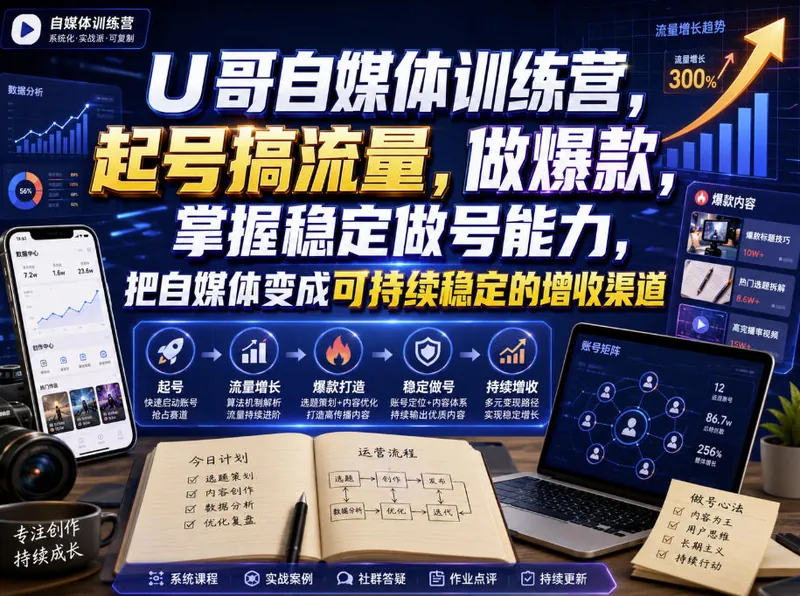 389896f649ff9f45798f31833004183c.jpeg U哥自媒体训练营,起号搞流量,做爆款,掌握稳定做号能力,把自媒体变成可持续稳定的增收渠道