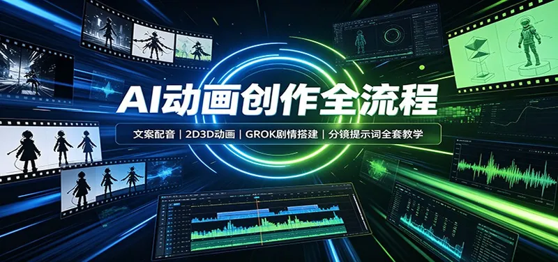 AI动画创作全流程：文案配音，2D3D动画，GROK剧情搭建，分镜提示词全套教学