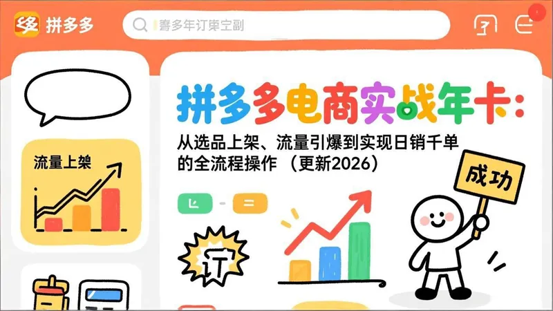 拼多多电商实战年卡：从选品上架、流量引爆到实现日销千单的全流程操作(更新2026年8月
