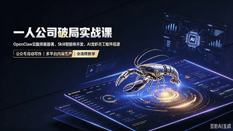 540cc3d05b4c4582ec2c70bd938640e4.jpeg 一人公司破局实战课|OpenClaw云服务器部署、Skill智能体开发、AI龙虾员工矩阵搭建,公众号自动写作与多平台内容…