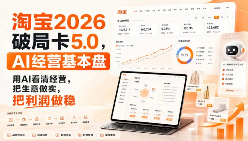 f4e6f4bb7d0512b81cfbee2ed7b18af3.jpeg 智篆商业-淘宝2026破局卡5.0,AI经营基本盘,用AI看清经营,把生意做实,把利润做稳