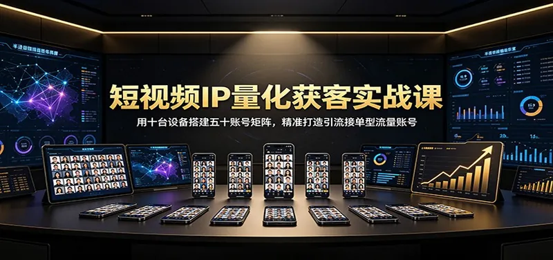 短视频IP量化获客实战课：用十台设备搭建五十账号矩阵，精准打造引流接单型流量账号
