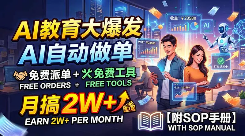 f24c6e37c1566a109475ce353c64677c.jpeg AI教育大爆发,AI自动做单,免费派单+免费工具,月搞2W+【附SOP手册】