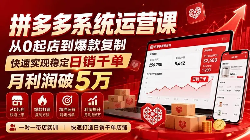 cc48da966d71c10706c659fd7016d2fd.jpeg (20124期)拼多多系统运营课(更新8月),从0起店到爆款复制,快速实现稳定日销千单,月利润破5万