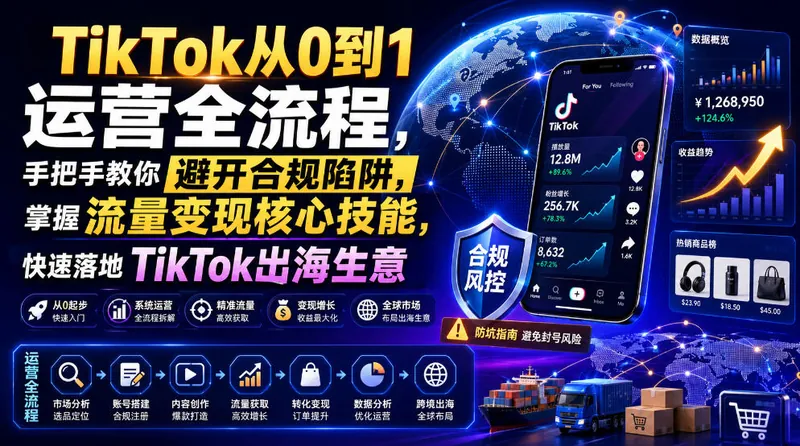 154d344d0eccac9fbe63453e112ad639.jpeg TikTok从0到1运营全流程,手把手教你避开合规陷阱,掌握流量变现核心技能,快速落地TikTok出海生意(更新8月)