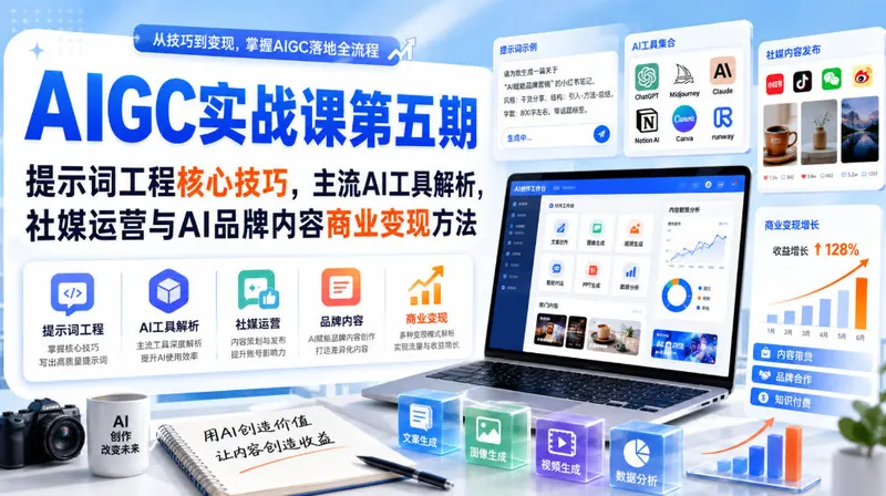 687ea11090df76fa449076752cb43bfa.jpeg 刺猬星球·AIGC实战课第五期,提示词工程核心技巧,主流AI工具解析,社媒运营与AI品牌内容商业变现方法