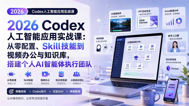 ca370a26c6b3d22bc1807f98f6c75c1f.jpeg 2026 Codex人工智能应用实战课:从零配置、Skill技能到视频办公与知识库,搭建个人AI智能体执行团队