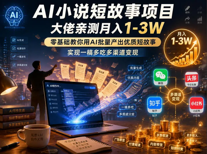 b536cbd973649611dec3d3e9d12a93df.jpeg AI小说短故事项目,大佬亲测月入1-3W,零基础教你用AI批量产出优质短故事,实现一稿多吃多渠道变现(更新0824)