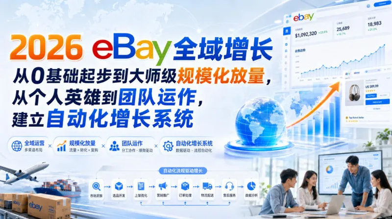02e70b6d8d4092f6a63ac8868c5df629.jpeg 2026 eBay全域增长,从0基础起步到大师级规模化放量,从个人英雄到团队运作,建立自动化增长系统