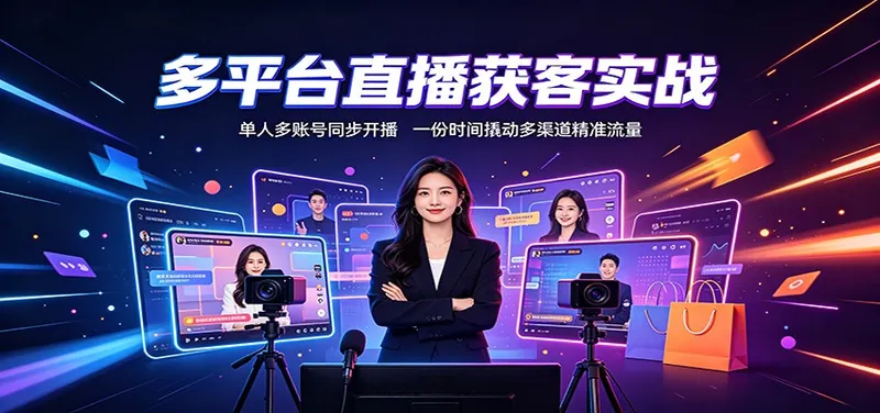 50c7d91b57ef3c5db8e31eb4f457b1c7.jpeg 多平台直播获客实战:单人多账号同步开播,一份时间撬动多渠道精准流量