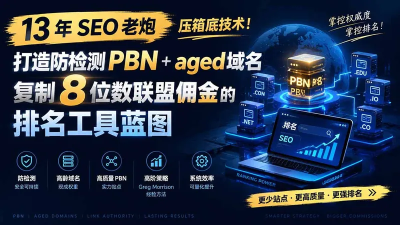 aefa8eb7ad86c7095bf68b3f70de126a.jpeg 13 年 SEO 老炮压箱底技术!打造防检测 PBN+aged 域名,复制 8 位数联盟佣金的排名工具蓝图【原创双语字幕】
