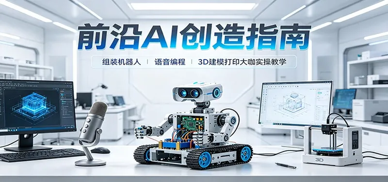 b387bfca11d2ec11c94aa3877949e5d8.jpeg 前沿AI创造指南:组装机器人、语音编程、3D建模打印大咖实操教学