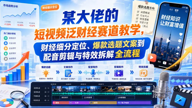14dfaaa92a919533e8f902bffca8a3c3.jpeg 某大佬的短视频泛财经赛道教学,财经细分定位、爆款选题文案到配音剪辑与特效拆解全流程