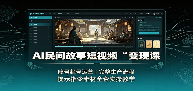 a08d6e0698b7651e15d3815a388b397c.jpeg AI民间故事短视频变现课:账号起号运营,完整生产流程,提示指令素材全套实操教学