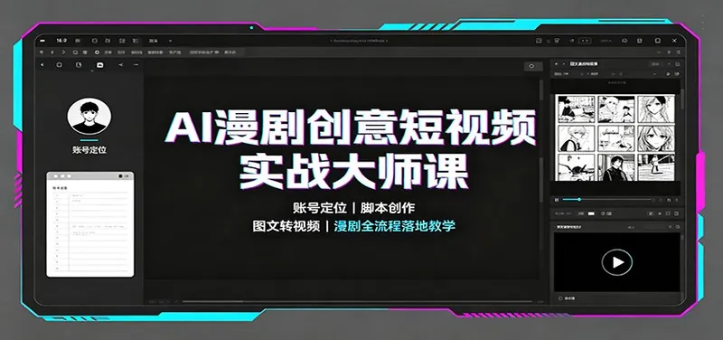 57792244a5db2991d87d982c67eed2bf.jpeg AI漫剧创意短视频实战大师课:账号定位脚本创作,图文转视频,漫剧全流程落地教学