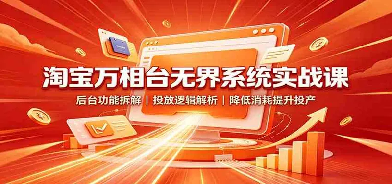 c5eae757794fe9faa6028a78246f100c.jpeg 淘宝万相台无界系统实战课:后台功能拆解,投放逻辑解析,降低消耗提升投产