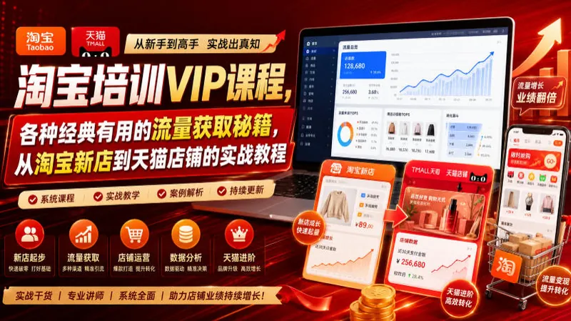 fc7b7aa59c817d54d866e7b2184e63e0.jpeg 淘宝培训VIP课程,各种经典有用的流量获取秘籍,从淘宝新店到天猫店铺的实战教程(更新08月20日)