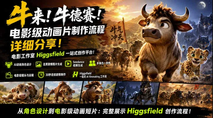 cc6d5f85d8ed904711c8aed31d6376d1.jpeg 牛来!牛德赛!电影级动画片制作流程详细分享!电影工作室Higgsfield一站式创作平台,完整创作流程