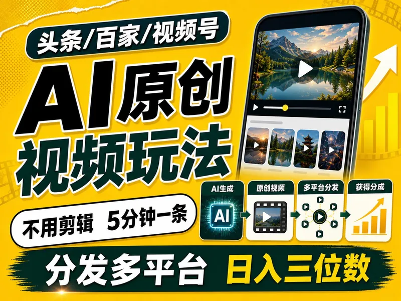 2026头条百家号升级玩法 5分钟一条原创视频 发多平台赚收