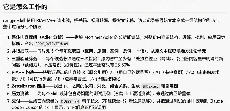 d54bc95923dbad78e8ec34abcfbb04df.jpeg 全网走红!GitHub上6.7K Star的开源项目,把任何书、长视频、播客蒸馏成AI工具,值得收藏 cangjie-skill