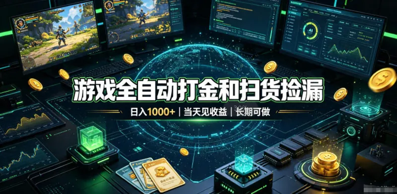 b253e0a6bd0dafd4d639cbcbdcd832d9.jpeg 游戏全自动打金和扫货捡漏,日入1k+,当天见收益,长期可做!【揭秘】