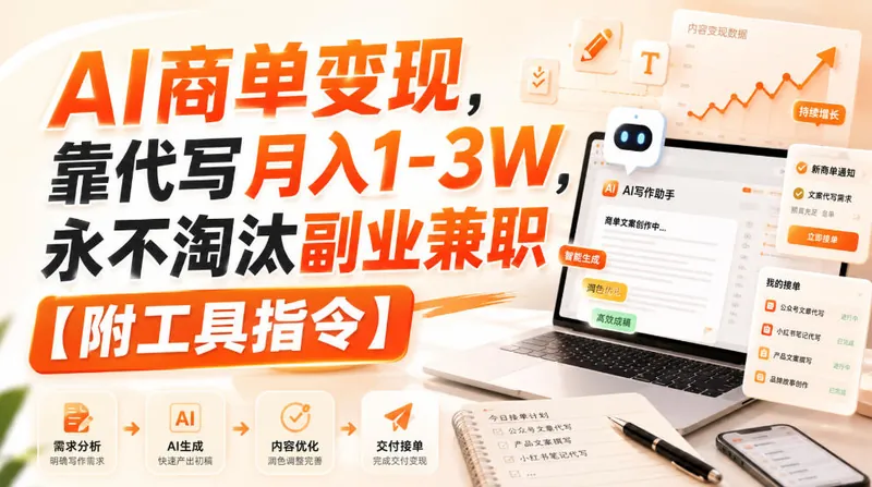 666205bb43750acc49b295630c310328.jpeg AI商单变现,靠代写月入1-3W,永不淘汰副业兼职【附工具指令】【揭秘】