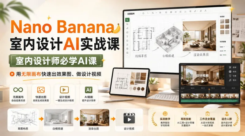 e402eba4439193cb05b4946722940a12.jpeg Nano Banana室内设计AI实战课,室内设计师必学AI课,用无限画布快速出效果图、做设计视频