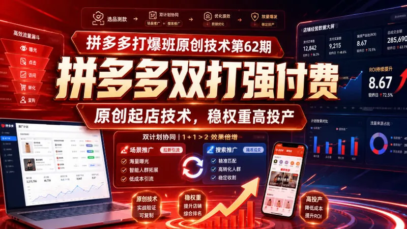 e43c75f45c60bb8472d55a18672cccca.jpeg 拼多多打爆班原创技术第62期,拼多多双打强付费,原创起店技术,稳权重高投产