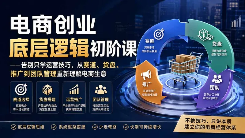 b53be8161a25f887f193ec54abfbdff2.jpeg 电商创业底层逻辑初阶课——告别只学运营技巧,从赛道、货盘、推广到团队管理重新理解电商生意