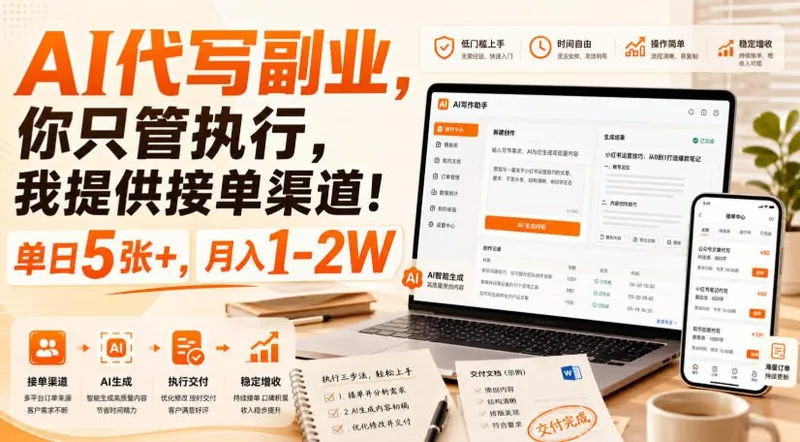 0769da4ffd3a8af9a9698b3e0ad7c482.jpeg AI代写副业,你只管执行,我提供接单渠道!单日5张+,月入1-2W【揭秘】