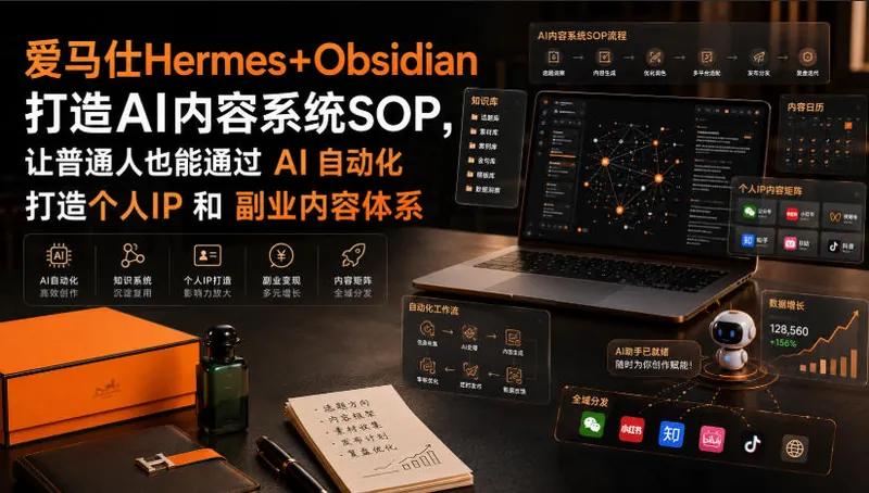 b45c5d3897f081e61735b5add92ccd68.jpeg 爱马仕Hermes+Obsidian打造AI内容系统SOP,让普通人也能通过 AI 自动化打造个人IP 和 副业内容体系