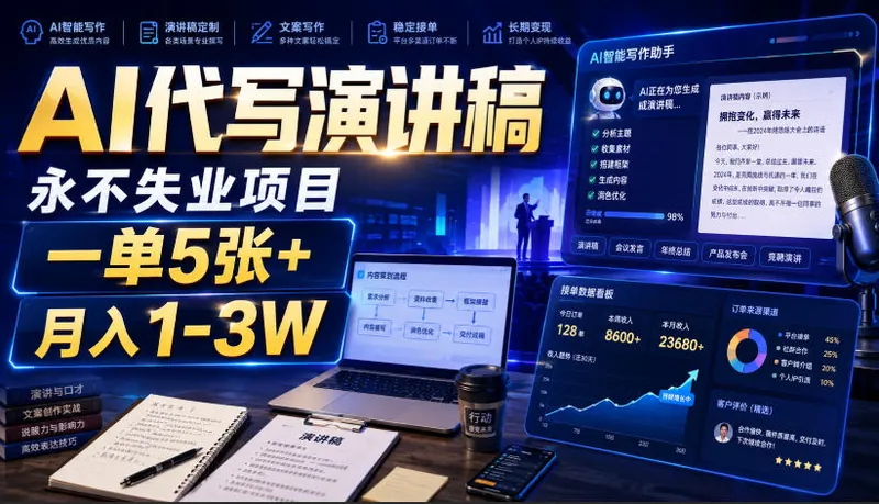 903ae3d0215c33c698158353166f3c79.jpeg AI代写演讲稿,永不失业项目,一单5张+,月入1-3W【揭秘】
