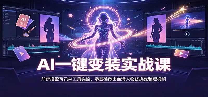 AI一键变装实战课：即梦搭配可灵AI工具实操，零基础做出丝滑人物替换变装短视频