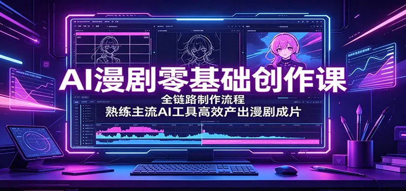 6f3493cdbc764329f9a943d2c02ef7b0.jpeg AI漫剧零基础创作课:全链路制作流程,熟练主流AI工具高效产出漫剧成片