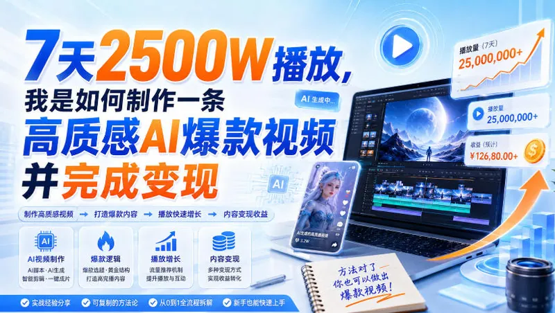 2d93e14738a8a6d7a918d0986d53851f.jpeg 7天2500W播放,我是如何制作一条高质感AI爆款视频并完成变现