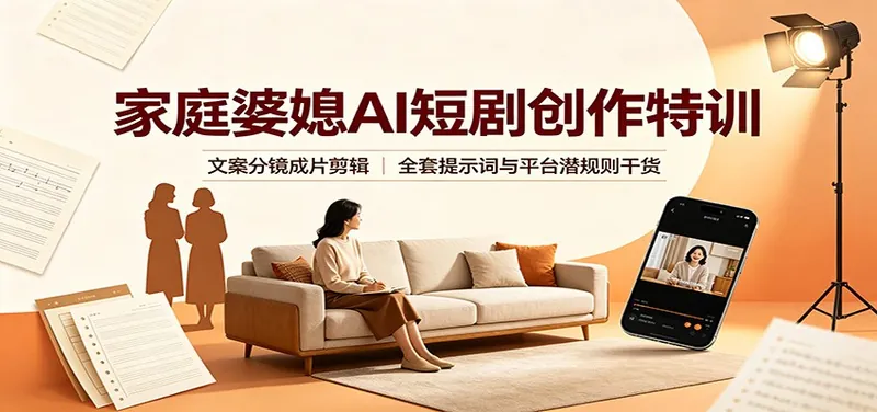 ffcfc892974b3c112d6294c79e5da527.jpeg 家庭婆媳AI短剧创作特训:文案分镜成片剪辑,全套提示词与平台潜规则干货
