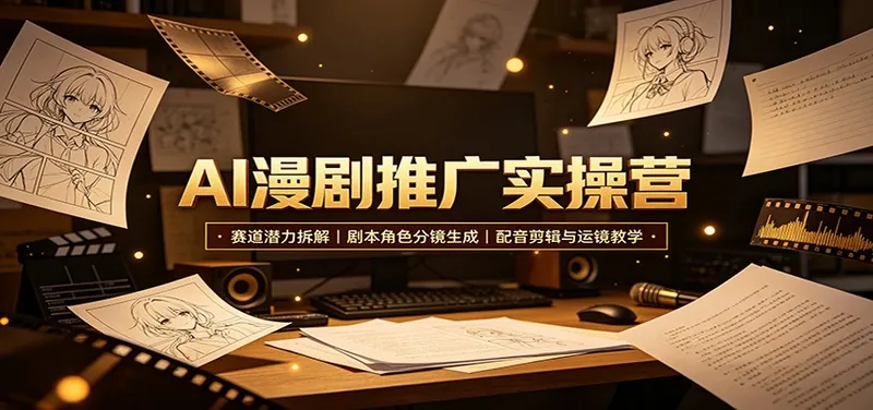 b3fe539d35f20b77641d14896f0993b2.jpeg AI漫剧推广实操营:赛道潜力拆解,剧本角色分镜生成,配音剪辑与运镜教学
