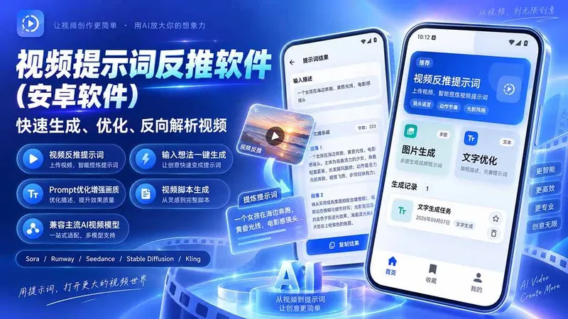 4ccec54600caec51d9b3cf8061c7cd5b.jpeg (20301期)视频提示词反推软件(安卓软件),快速生成、优化、反向解析视频