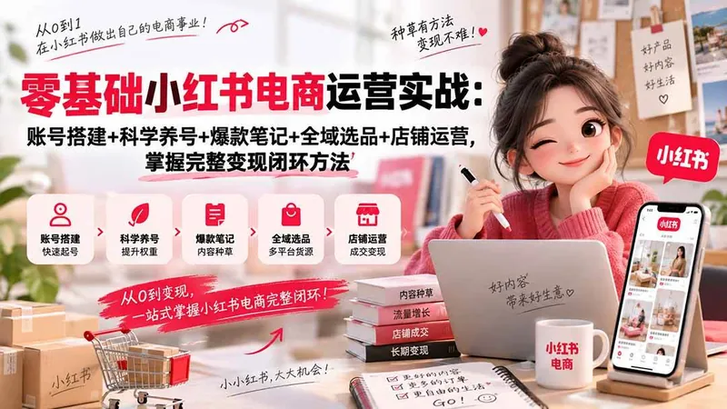 f1098060b20b1d2605a5055e77b5beae.jpeg (20467期)零基础小红书电商运营实战:账号搭建+科学养号+爆款笔记+全域选品+店铺运营,掌握完整变现闭环方法