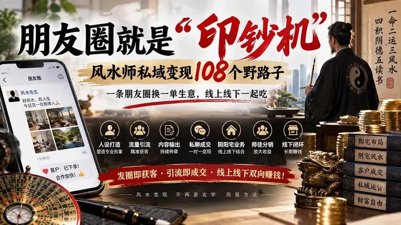 （20464期）朋友圈就是“印钞机”，风水师私域变现108个野路子，一条朋友圈换一单生意，线上线下一起吃【文档】