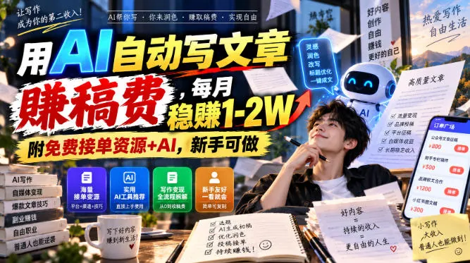 556d31a4322ffb91f505bdb1d9d668e9.jpeg 用AI自动写文章賺稿费,每月稳賺1-2W,附免费接单资源+AI,新手可做【揭秘】