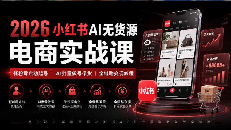 f6857bcd05f29f858d8cb4f4e9a6c680.jpeg 2026小红书AI无货源电商实战课|低粉零启动起号|AI批量做号带货全链路变现教程