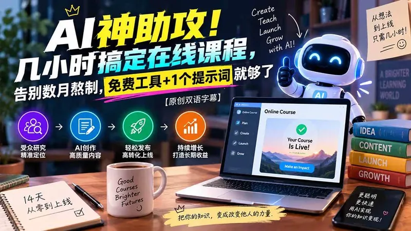 223fb2d46de253d08c99f29ff685b5c8.jpeg (20528期)AI神助攻!几小时搞定在线课程,告别数月熬制,免费工具+1个提示词就够了【原创双语字幕】