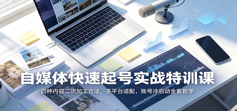 自媒体快速起号实战特训课：四种内容二次加工方法，多平台适配，账号冷启动全套教学