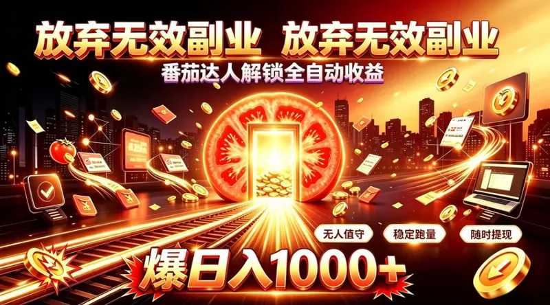 496b162247ac70dc5f6ce598d3c76e2a.jpeg 放弃无效副业,番茄达人解锁全自动收益,日入1k+,门槛最低的线上轻资产项目【揭秘】